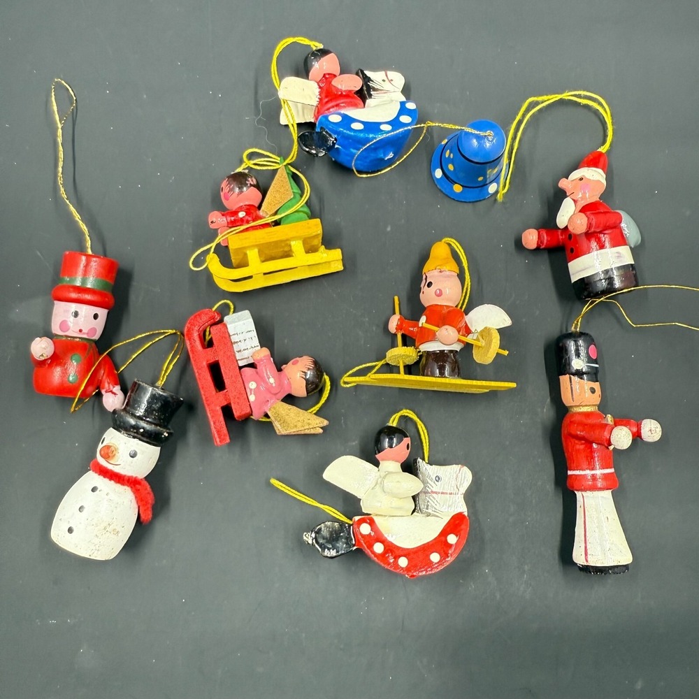 10 Erzgebirge Germany wood Christmas Ornaments hanging Figurines Ornament Winter